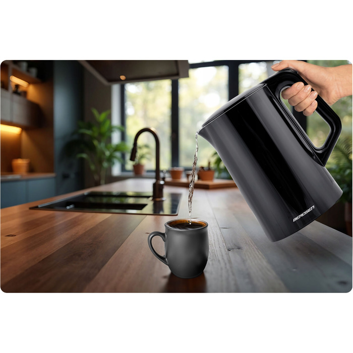 Електричний чайник Berdsen з регулюванням температури, 2200 Вт, сенсорна панель, 1,7 л