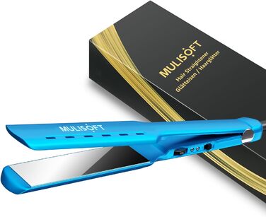 MULISOFT Професійний випрямляч для волосся з насадками для локонів, 45 мм, нано-титанові пластини, швидкий нагрів 15с, 150-230°C, для мокрого та сухого волосся (небесно-блакитний)