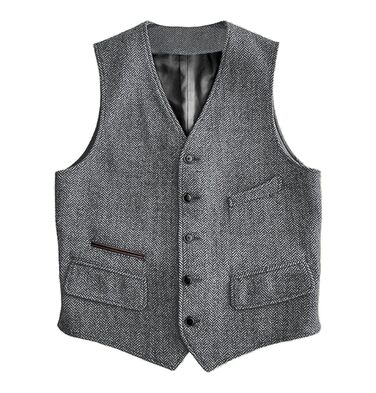 Жилет чоловічий SOLOVEDRESS вовняний, для ділового стилю, Regular Fit, для весілля, срібний (XS)