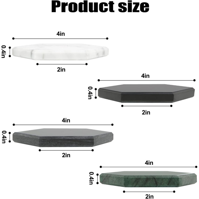 Marble Coasters for Drinks with Metal Stand for High-End Lifestyle (Set of 6) (Hexagonal, Emerald Green)