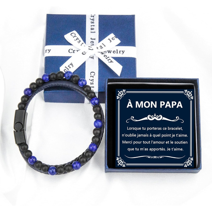 Чоловічий шкіряний браслет, 21 см. Ідеальний подарунок для чоловіків, тата, дідуся. Синій колір.