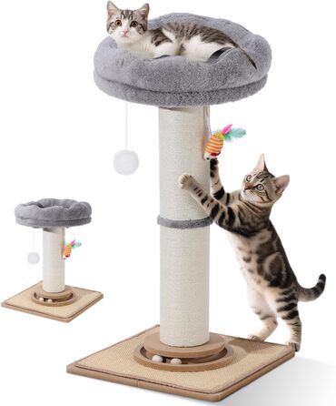 Дряпка для котів Trhillsbrad 81 см з м'ячиком та іграшками, з сизалю, для котів та дорослих котів