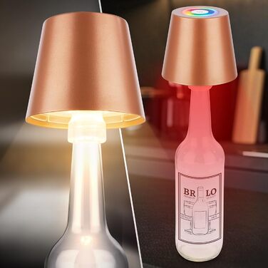 Світлодіодна настільна лампа Briloner бездротова з сенсорним керуванням, димуванням, регулюванням висоти, RGB + тепле біле світло, для спальні, читання, кемпінгу, акумуляторна, вулична, бронзового кольору 36x10.5 см