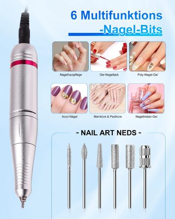 Електричний фрезер для нігтів CozyZen Professional: набір для манікюру та педикюру з LCD-дисплеєм, 45000 об/хв, для акрилу та гелю