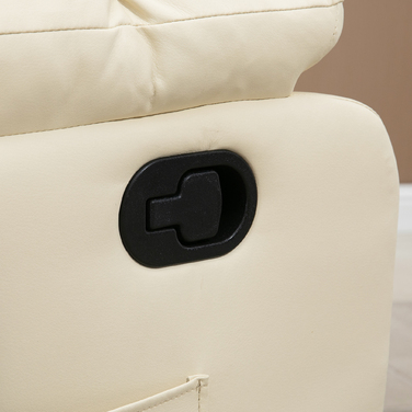 HOMCOM Recliner with Lie-flat Function (Manual), Weight Capacity 160 kg, Electric Recliner with Lie-flat Function, Heating Function, Cream White | Aosom.d