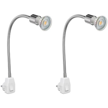 Світлодіодна настільна лампа LESCH з гнучкою ніжкою (хром/чорний), 2 шт. GU10 LED (тепле біле світло, 7.6W, 1103lm, кут 33°)