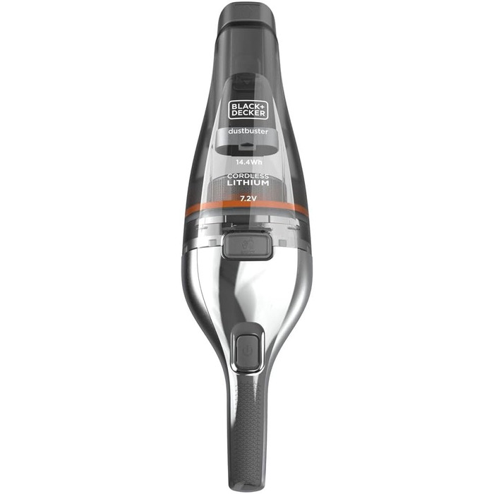 Акумуляторний пилосос ручний BLACK+DECKER Dustbuster NVC220WBC 7.2V (1.5Ah), сірий металік, 385 мл, без мішка, з насадкою для щілин та док-станцією