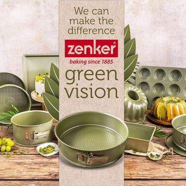 Форма для випікання Zenker Green Vision Ø 20 см з високим бортиком – сталева, зелена, антипригарна, прямокутна