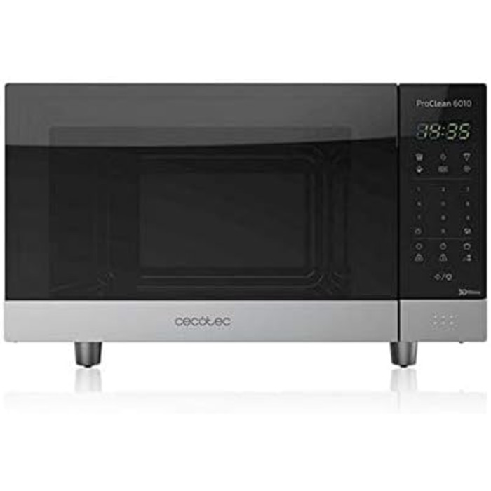 Мікрохвильова піч Cecotec Pro Clean 6110: 23 л, 800 Вт, гриль 1000 Вт, покриття Ready 2 Clean, LED, нержавіюча сталь, чорно-срібний колір