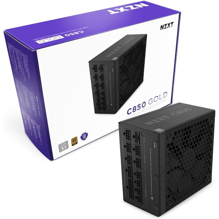 Блок живлення NZXT C850 Gold ATX 3.1, 850 Вт, повністю модульний, 80 Plus Gold, чорний