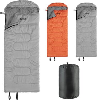 Спальний мішок JEMIDI для зими та літа, Outdoor, до -5°C, великий, 220x80x10 см, водонепроникний, для дорослих, сірий