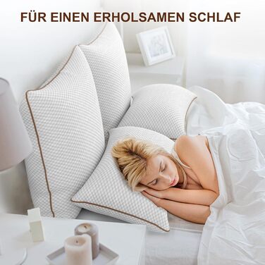 ALOTCHE Pillow 80 x 80 cm, Set of 2 Pillows with Zip, Microfibre Filling Pillow with Removable Bamboo Fibre Cover, Washable Soft Pillows for Bed, Sofa Cushion and Decorative Cushion for Couch or Bed