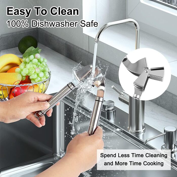 Преміум-нічна для часнику та імбиру Philorn з очищувачем та щіткою - нержавіюча сталь, професійний кухонний помічник