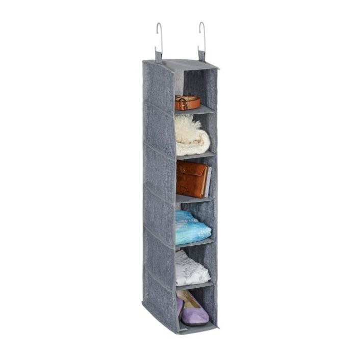 Relaxdays Clothes Rack Hanging Shelf with 6 Compartments