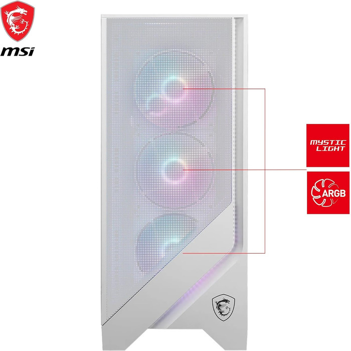 Корпус ПК MSI MAG Forge 320R Airflow White - Mid-Tower, ATX, підтримка RTX 40 GPU, ARGB вентилятори, магнітні фільтри, загартоване скло