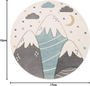 Дитячий килим Paco Home для хлопчиків та дівчаток 3D Пастельні гори, хмари, зірки 160x230 см Кремовий