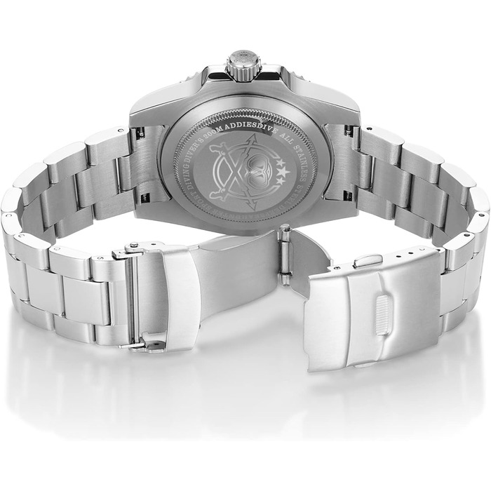 Годинник чоловічий ADDIESDIVE з кварцовим механізмом, аналоговий, водостійкий 20bar, з нержавіючої сталі, великий, зі світловідбиваючим покриттям (морський блакитний)