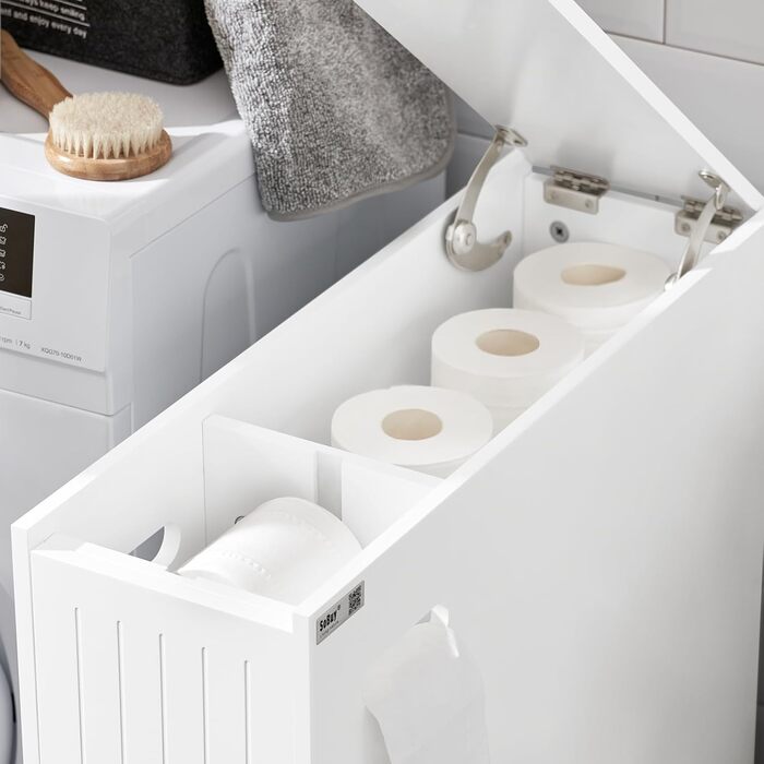 SoBuy BZR111-W Niche Shelf 20cm with Wheels Kitchen Shelf Niche Cart Roll Cart Niche Cabinet Narrow Shelf Toilet Paper Storage Bathroom Furniture White WxHxD approx. 20x75x60cm