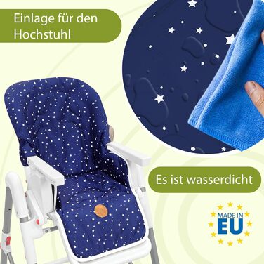 Універсальний сидіння-вкладиш для дитячого стільчика Ikea, Peg Perego, стільчиків для годування – м'яка накидка на дитячий стілець, морська синя з листям, сидіння-подушка для малюків