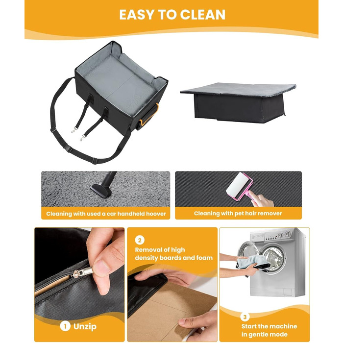 Автомобільний лежак для собак - чорний, 20 кг, M - зручний крісло-кошик для собак на переднє сидіння або заднє сидіння авто