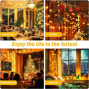 Гірлянда святкова на ялинку, для декору приміщень та вулиці - 80м, 800 LED, з пультом, таймером, вологостійка, 8 режимів, тепле біле світло, для вечірки, саду, декору на Новий Рік