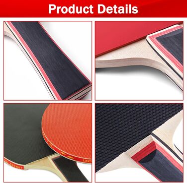 Набір для пінг-понгу JurciCat: 2 ракетки, 3 м'ячі, сумка. Підходить для гри в приміщенні та на вулиці. Довга ручка.