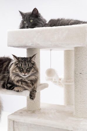 Котячий комплекс Petrebels Cleopatra, 134 см, з лежаком та котячою печерою, діаметр стовпів 9 см, бежевий/кремовий