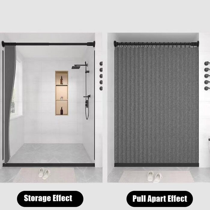 Зручний душовий завіс з льону, вологостійкий, сірий, 120x200 см. Анти-пліснявий, з магнітним кріпленням