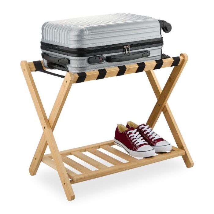Relaxdays Bamboo Luggage Rack