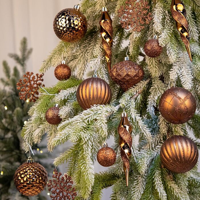 50 шт. прикраси на ялинку: сині ялинкові кулі, ударостійкі, для ялинки, декор, (мідно-бронзові)