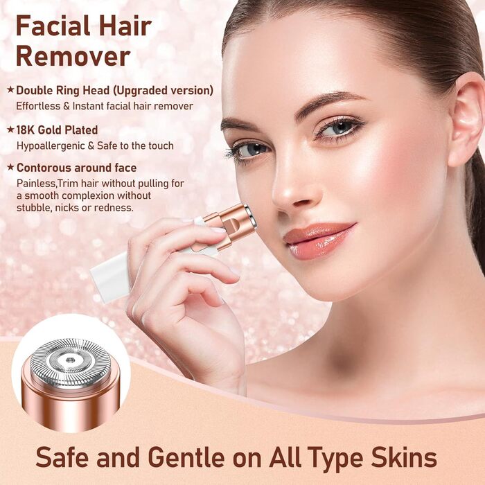 Електричний прилад для видалення волосся: 2-в-1 для обличчя та брів, Vinmall для жінок