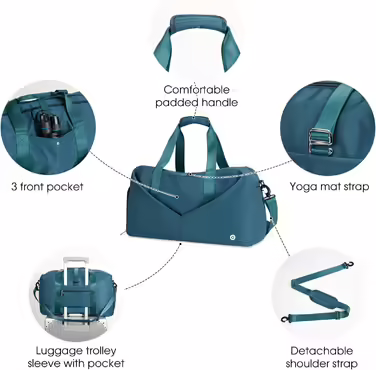 Sport Bags Classic with Shoe Compartment and Wet Compartment Portable Overnight/Weekend Bag Travel Bag Yoga Bag for Women and Men Gym Bag (Teal)