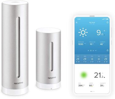 Netatmo Smart Weather Station - Wi-Fi, radio, indoor and outdoor sensor, weather forecast, Amazon Alexa & Apple HomeKit & TFA Dostmann protective cover for transmitter, article 98.1114.02, easy to install, white bundle with protective cover