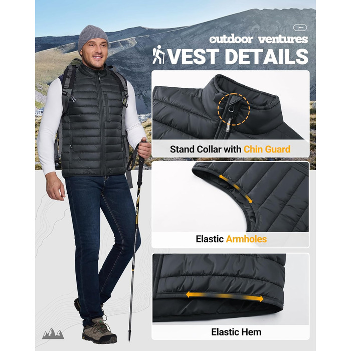 Чоловіча степкова жилетка Outdoor Ventures - Dark Grau, XXL | Легка, для спорту, туризму, гольфу