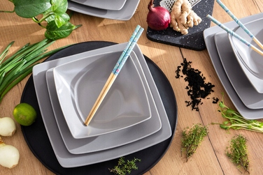 Обідній сервіз Konsimo Epiri, сірий, квадратний, 36 предметів, на 12 осіб