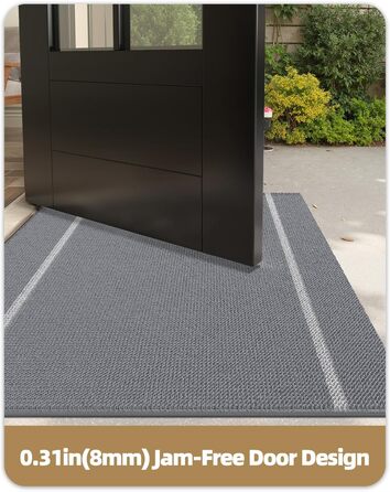 Килимок для дому та вулиці 43.5 x 75 см, сірий. Не слизький, стійкий до погодних умов, легко миється. Підходить для входу, собак, саду.