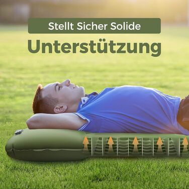 Кімомат Ciskotu Саморозгортальний килимок для кемпінгу, 12 см, з насосом, ультралегкий, компактний, зелений