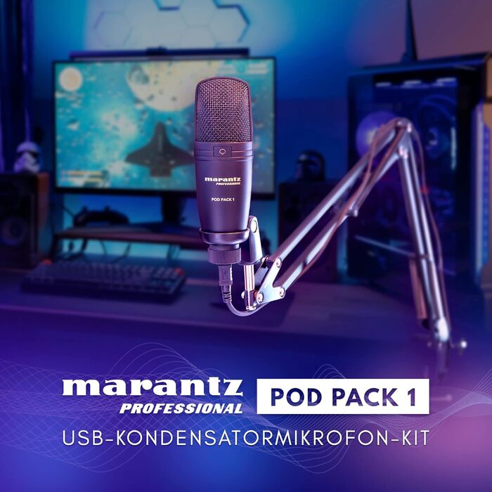 Мarantz Professional MPM-1000U - USB Конденсаторний мікрофон з великою мембраною та нирковою характеристикою для подкастів, студії, геймінгу. Комплект Pod Pack 1