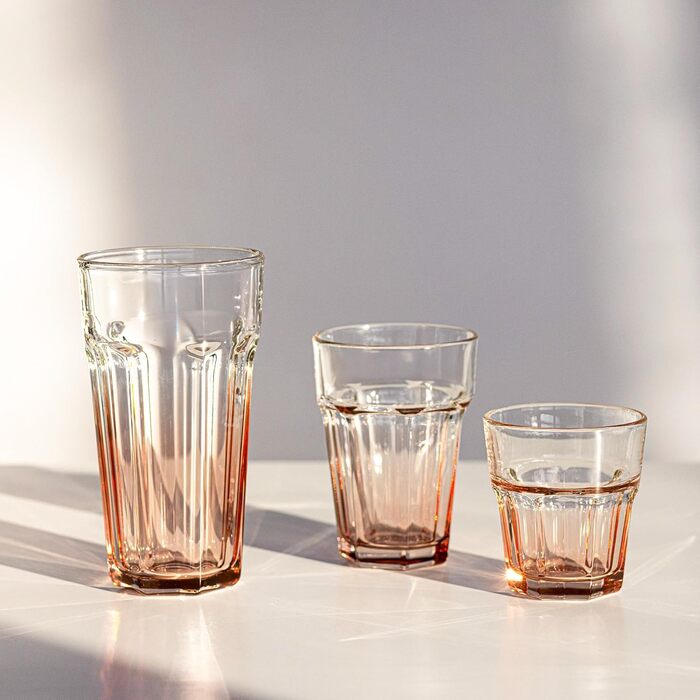 Cocktail Glasses, Large Drinking Glasses, Cuba Libre Glasses | 700 ml | Set of 6 | Cocktail Highball Water Glasses Set XXL Tumblers Retro Design | GIGI Collection | WATERCOLOR OMBRE - Hand Wash