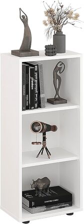 Білий книжковий стелаж KOMTO Regal 80 см, 3 полиці, регульована висота, 80x90x24 см, для книг і зберігання