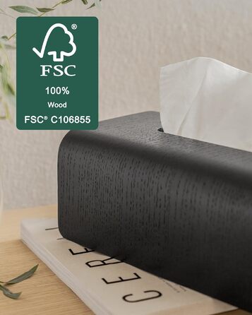Коробка для серветок Kazai Toke зі шпону натурального дуба, FSC-сертифікована, скандинавський дизайн, чорний