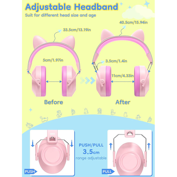 Навушники дитячі шумозаглушні Dr.meter SNR 32dB, рожеві - захист слуху для аутистів, концертів, авіашоу