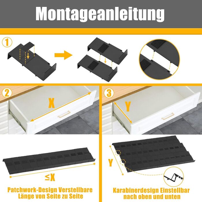 Організатор для спецій Famhap, 24 шт. - полиці для спецій у ящик, чорний