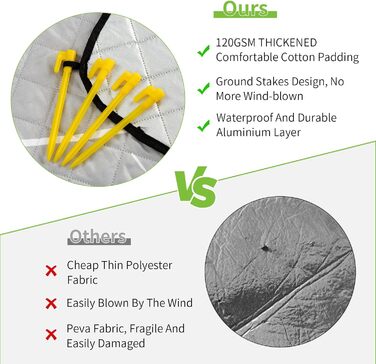 Пікнікова ковдра Aptliton 200x200 см, велика водонепроникна, з 4 кілочками, для кемпінгу, парку, саду, пляжу, машинного прання, складна, сірий молочай