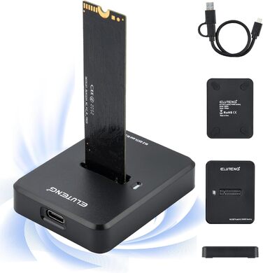 Док-станція для SSD ELUTENG: M.2 NVMe/SATA, 10Gbps, підтримка 2230/2242/2260/2280, адаптер з USB-корпусом