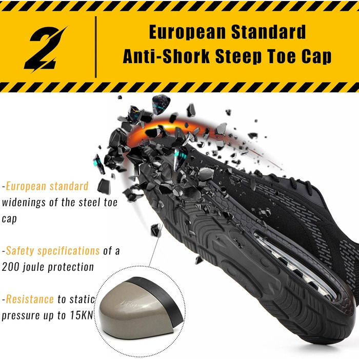 Робочі черевики Hitmars Unisex з автоматичним замиканням, розмір 36-46 (сірий, 46 EU)