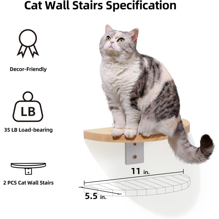 Climbing Wall for Cats, Transparent Room Capsule with 2 Pedals as a Cat Wall Furniture Set, made of Solid Rubberwood, High-Quality Cat Bed for Sleeping, Playing, and Climbing - Supports up to 16KG
