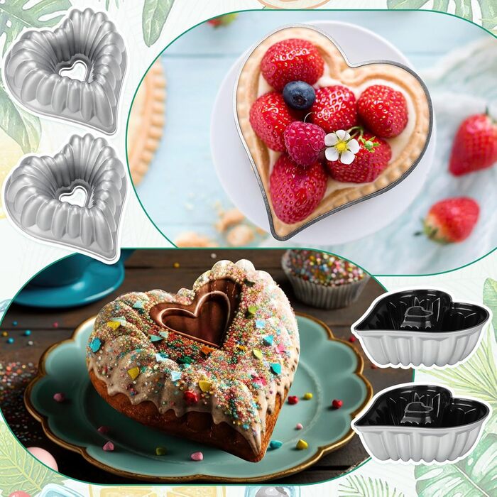 Форми для випічки Layhit 2 шт. Серцеподібні форми для тортів, 25.4 см, алюміній, антипригарне покриття, для свят та сімейних посиденьок