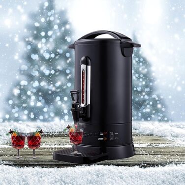 Arebos Glühwein Cooker 1650 W | Hot Beverage Dispenser | 20 L | with Drip Tray, Tap, Thermostat, and Overheating Protection | Temperature Setting from 30-110 °C (Black)