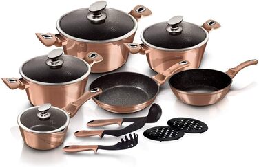 Набір кухонного посуду Berlinger Haus 15 предметів, металік, рожеве золото